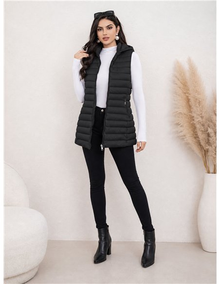 Gilet imbottito lungo reversibile