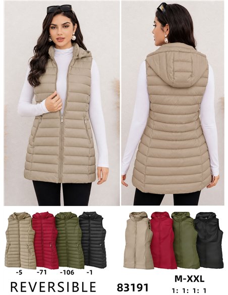 Gilet imbottito lungo reversibile