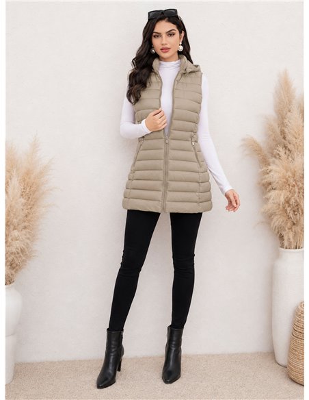 Gilet imbottito lungo reversibile