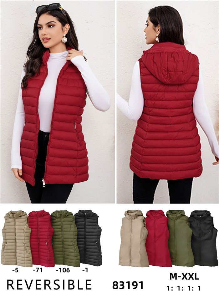 Gilet imbottito lungo reversibile