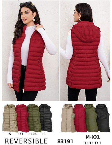 Gilet imbottito lungo reversibile