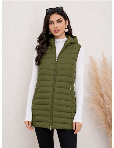 Gilet imbottito lungo reversibile