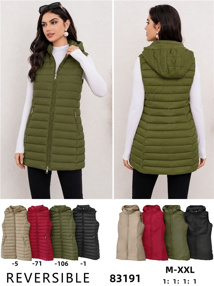 Gilet imbottito lungo reversibile
