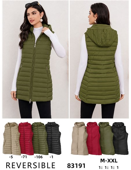 Gilet imbottito lungo reversibile