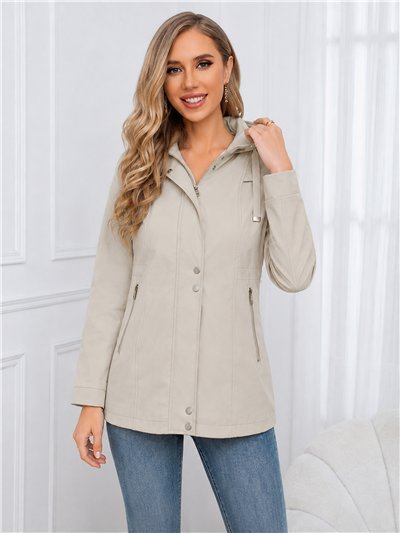 Parka con cappuccio e cerniere