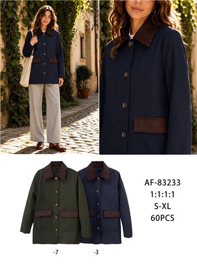 Giacca stile militare con velluto a coste a contrasto 2