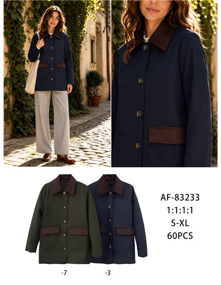 Giacca stile militare con velluto a coste a contrasto