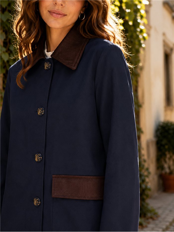 Giacca stile militare con velluto a coste a contrasto