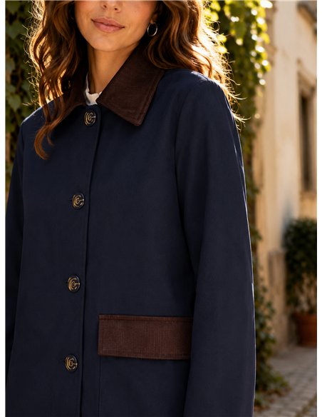 Giacca stile militare con velluto a coste a contrasto
