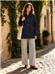 Giacca stile militare con velluto a coste a contrasto