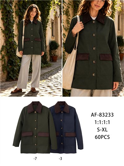 Giacca stile militare con velluto a coste a contrasto 2