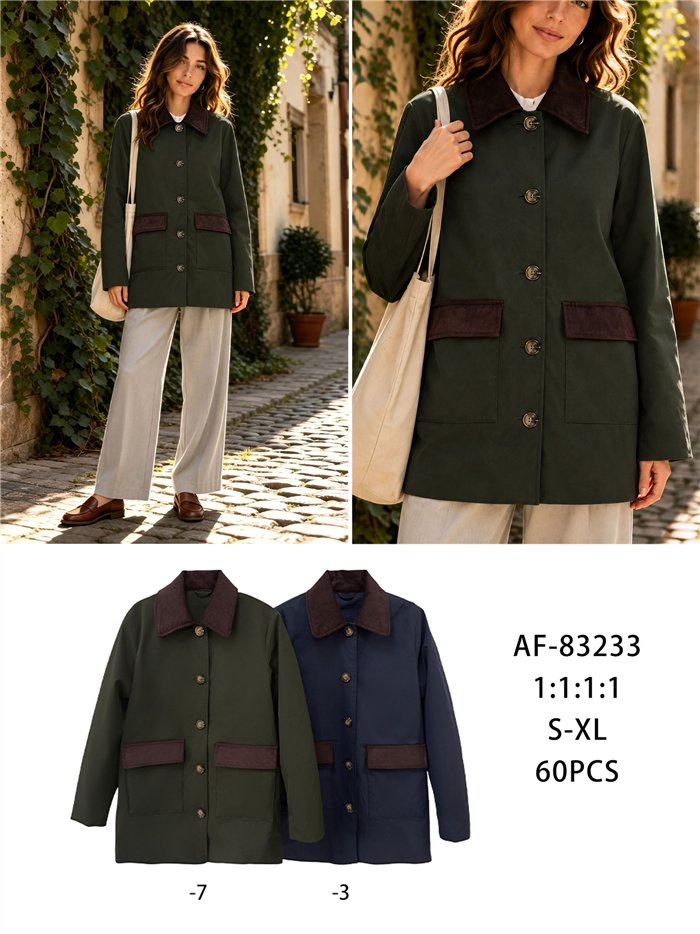 Giacca stile militare con velluto a coste a contrasto