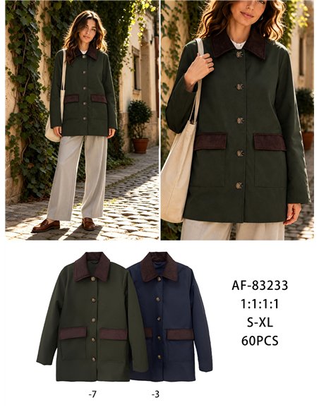 Giacca stile militare con velluto a coste a contrasto