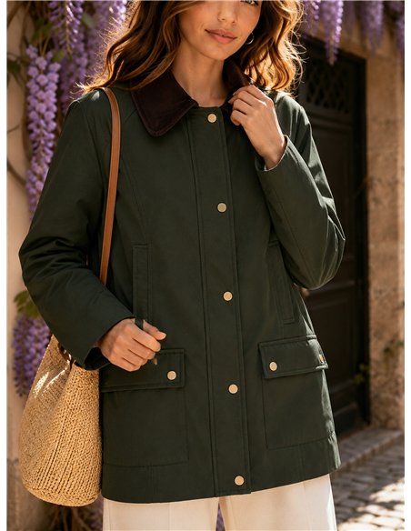 Parka utility con colletto in velluto a coste