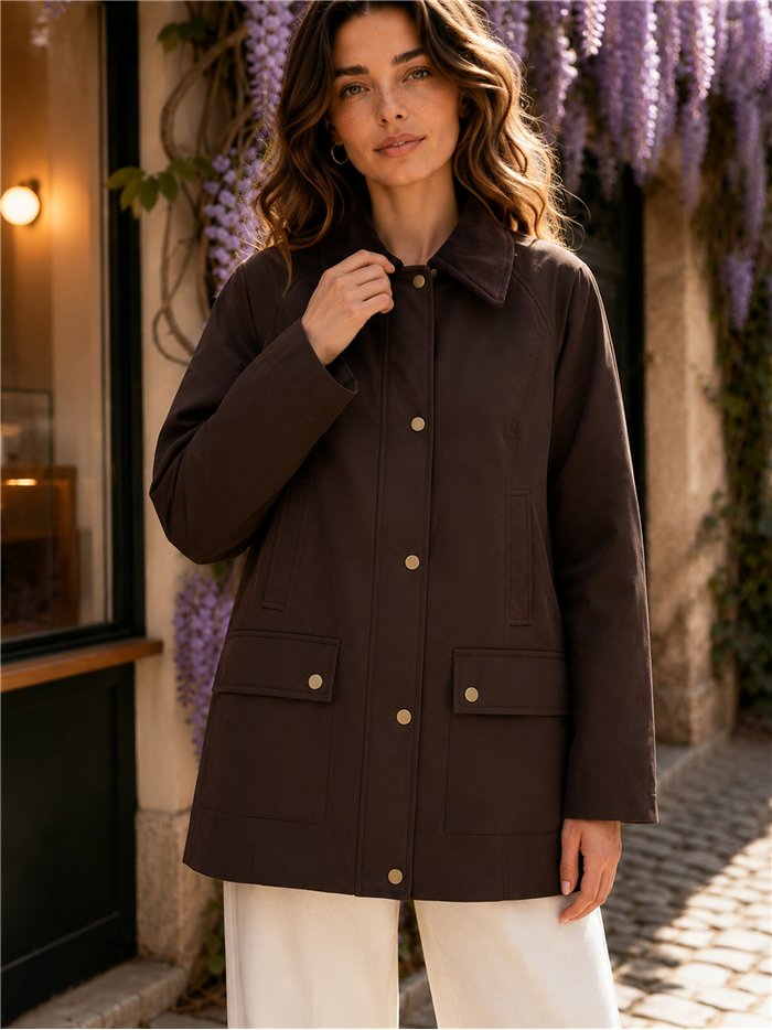 Parka utility con colletto in velluto a coste