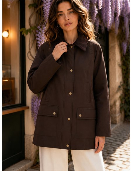 Parka utility con colletto in velluto a coste