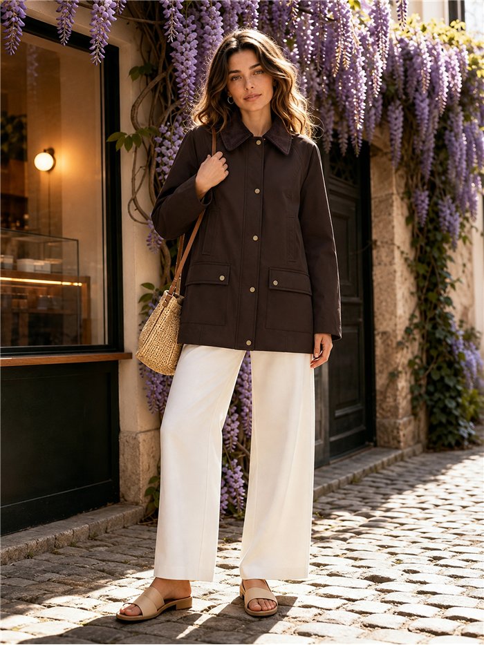 Parka utility con colletto in velluto a coste