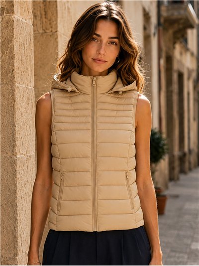 Gilet imbottito con cappuccio