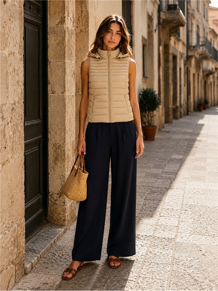 Gilet imbottito con cappuccio