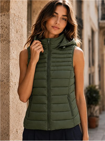 Gilet imbottito con cappuccio
