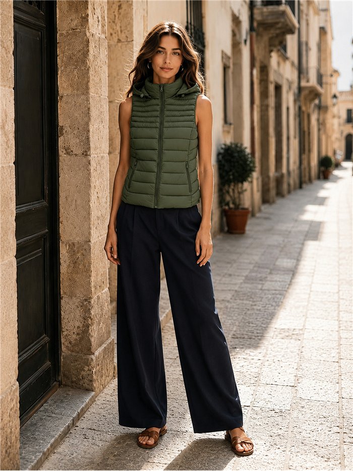 Gilet imbottito con cappuccio