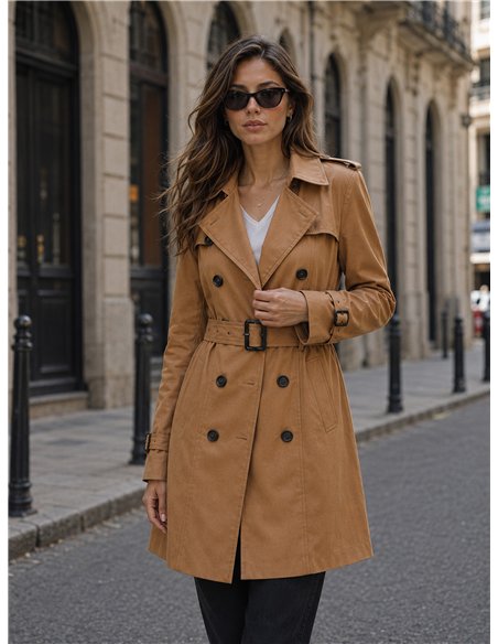 Trench lungo con cintura
