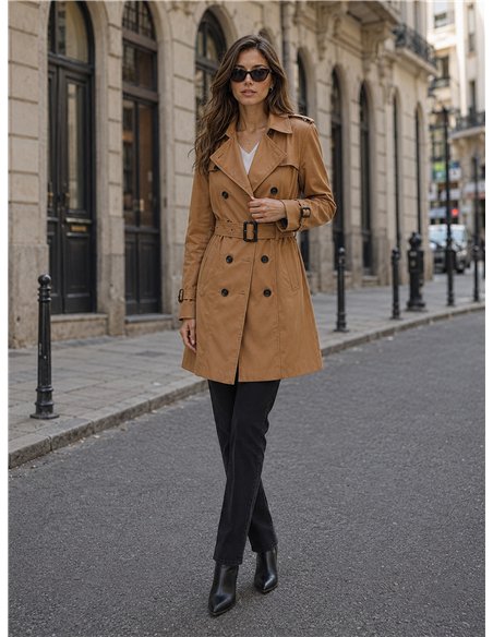 Trench lungo con cintura