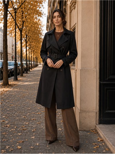 Trench lungo con cintura
