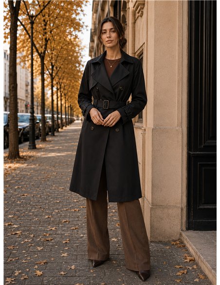 Trench lungo con cintura
