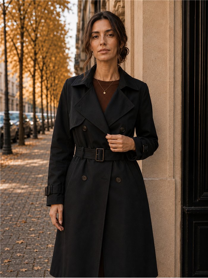 Trench lungo con cintura
