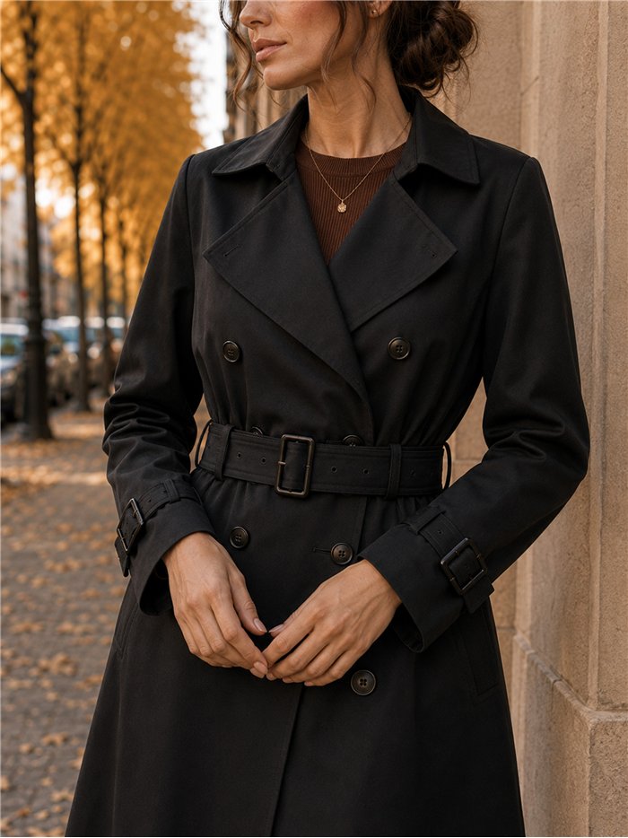 Trench lungo con cintura