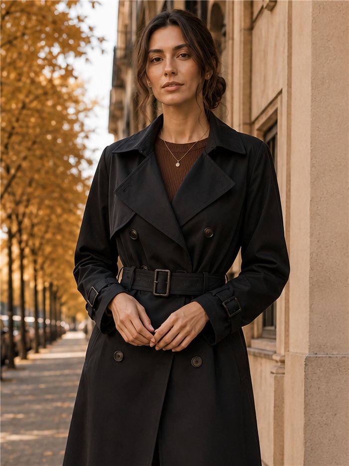 Trench lungo con cintura