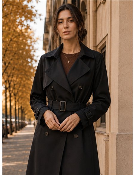 Trench lungo con cintura