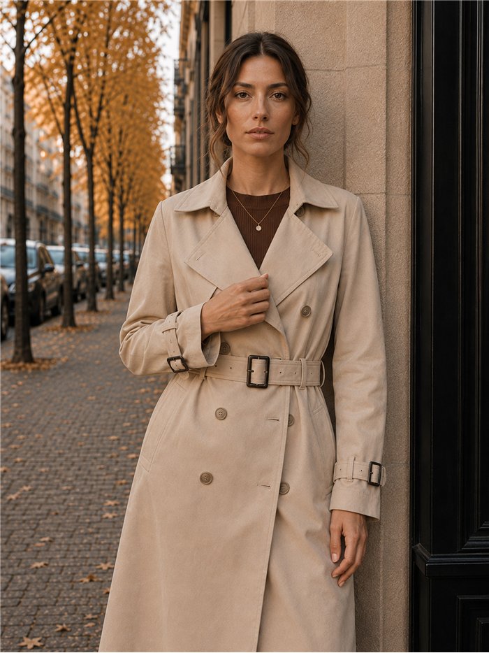 Trench lungo con cintura