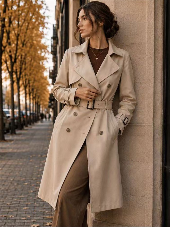 Trench lungo con cintura