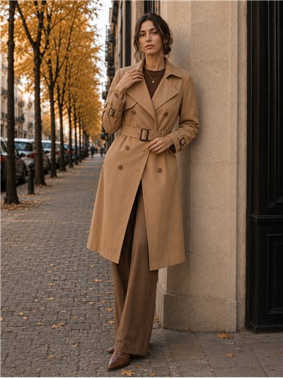 Trench lungo con cintura