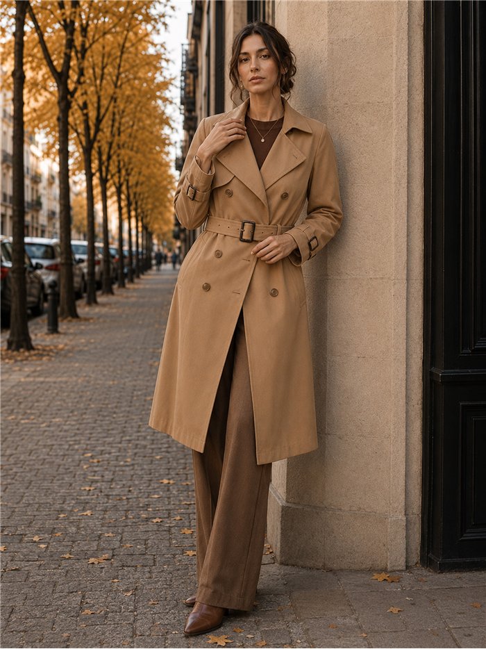 Trench lungo con cintura