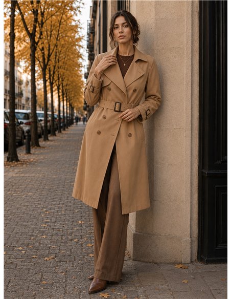 Trench lungo con cintura