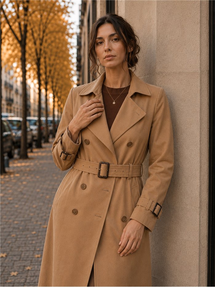 Trench lungo con cintura