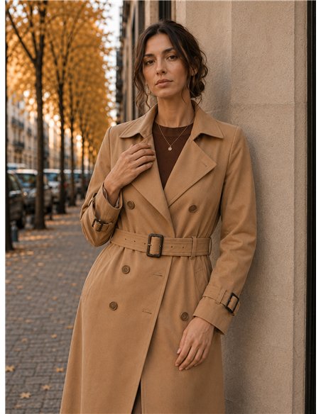 Trench lungo con cintura