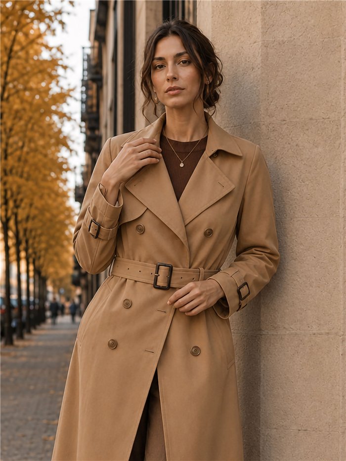 Trench lungo con cintura