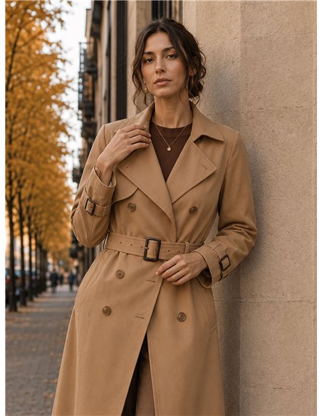 Trench lungo con cintura