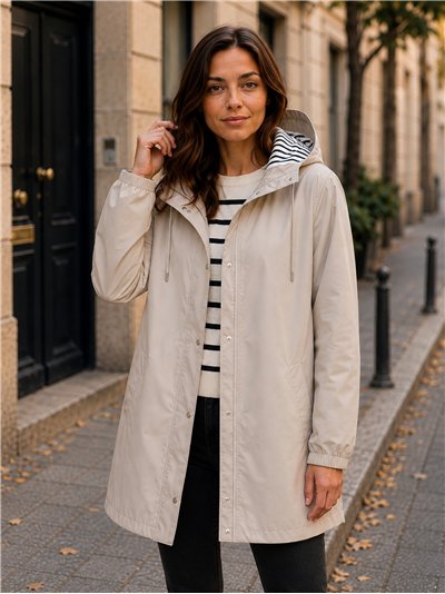Parka impermeabile con fodera a righe