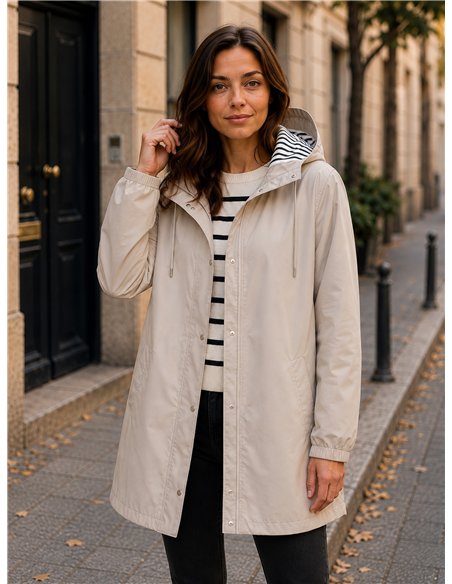 Parka impermeabile con fodera a righe
