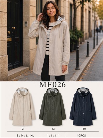 Parka impermeabile con fodera a righe 2