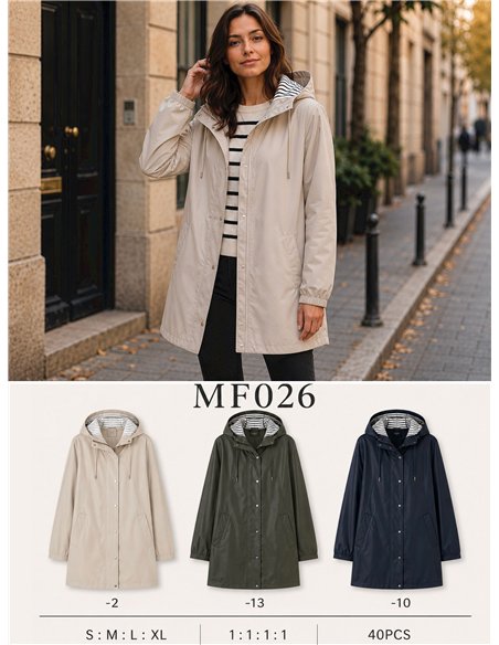 Parka impermeabile con fodera a righe