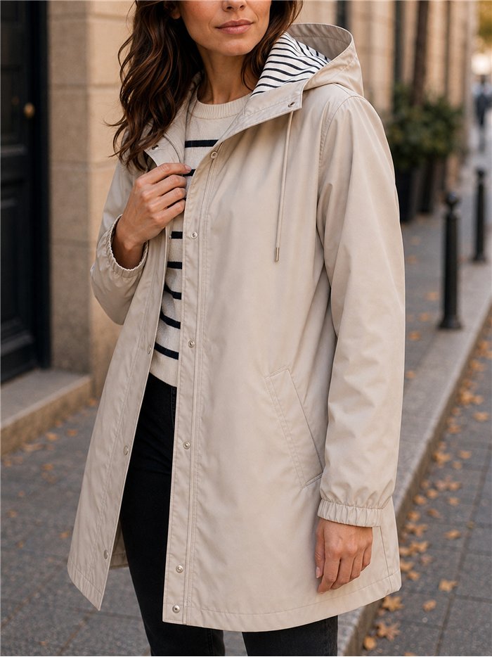 Parka impermeabile con fodera a righe
