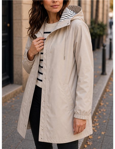 Parka impermeabile con fodera a righe