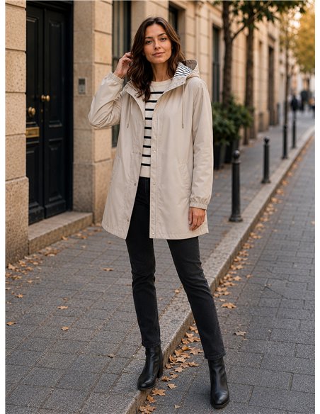 Parka impermeabile con fodera a righe