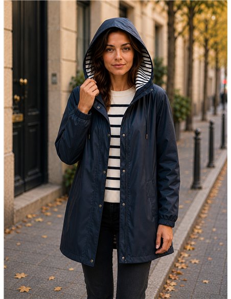 Parka impermeabile con fodera a righe